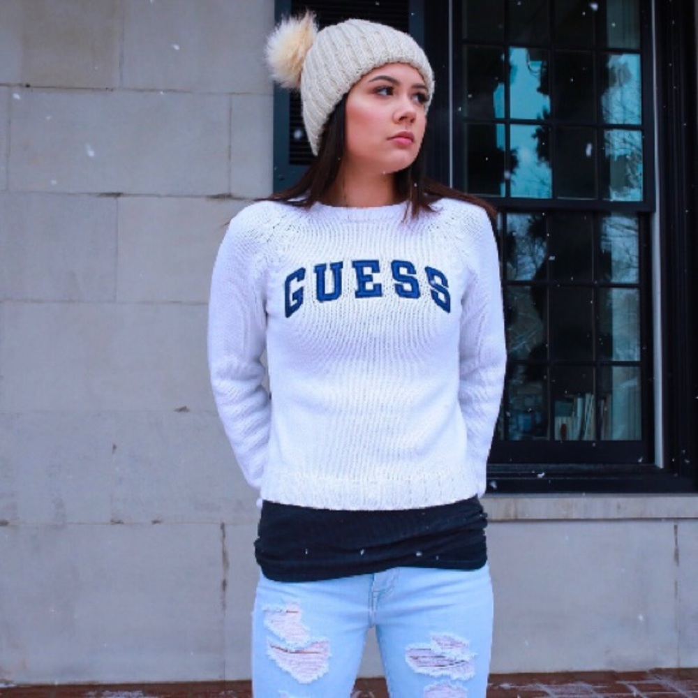 Vintage Guess Block Letter Spell Out Sweater - Picture 1 of 6
